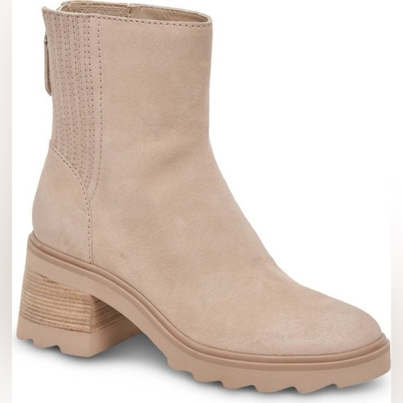 Dolce Vita Martey H2O Waterproof Bootie Taupe Cream Beige Suede Sz 7.5 - Picture 1 of 14